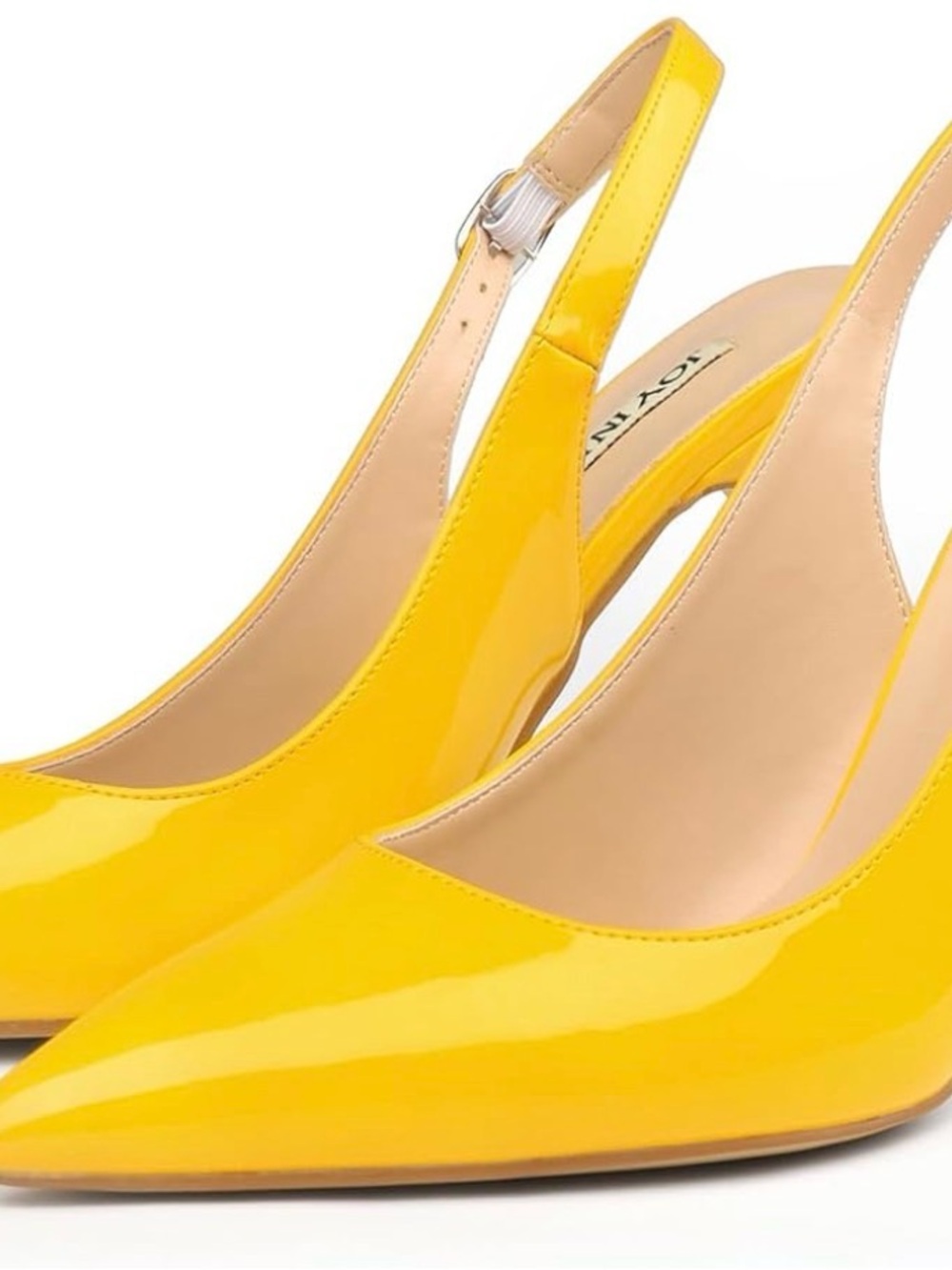 Women’s JOY in LOVE Yellow Patent Leather SLINGBACK Kitten Heels size 10.5